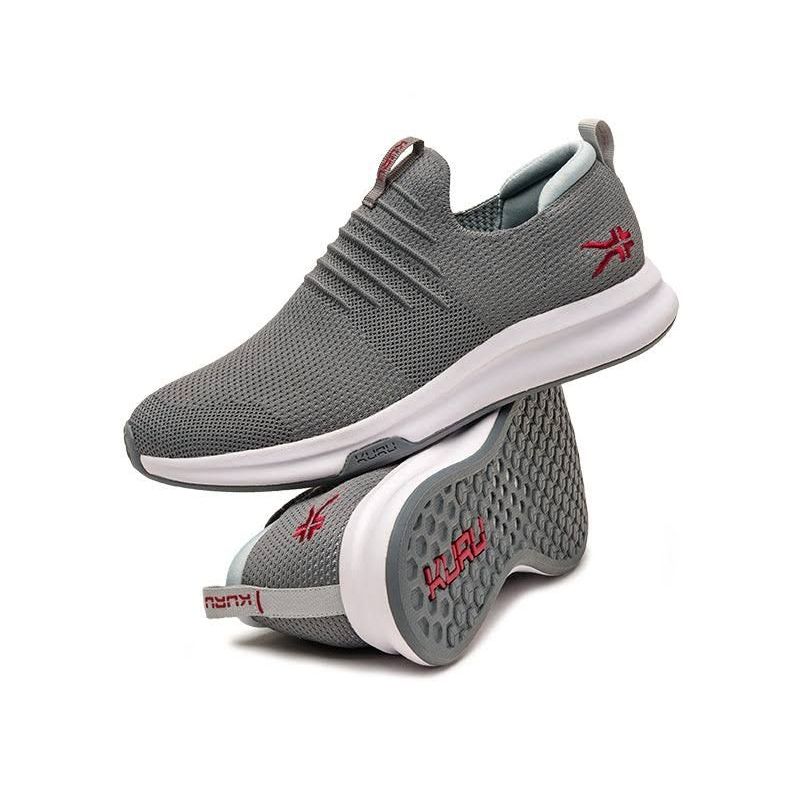 Men's KURU ATOM Slip-On, Cloud Gray/Cardinal Red