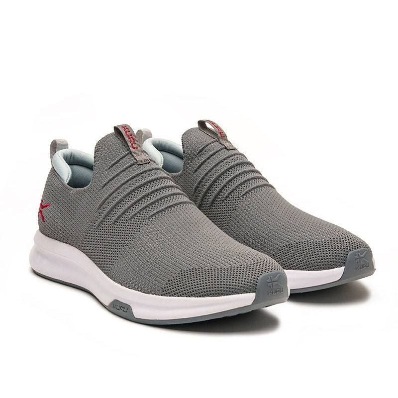 Men's KURU ATOM Slip-On, Cloud Gray/Cardinal Red