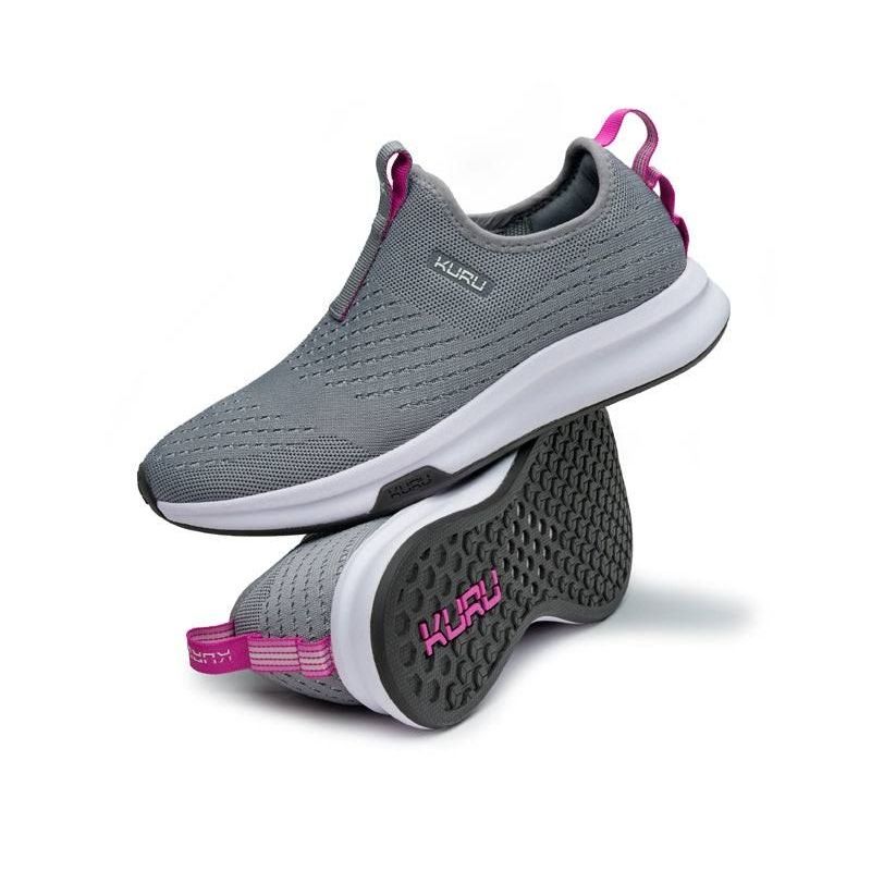 Women's KURU ATOM Slip-On, Stone Gray/Berry Pink